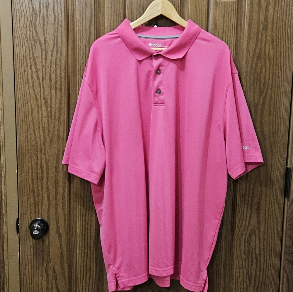 Reebok Men's Vibrant Pink Polo Golf Shirt 3 XL